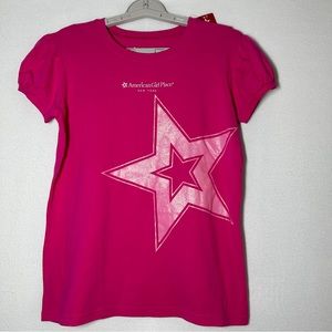 American Girl Place Hot Pink Top XL New York Shimmery Star Cap Sleeves New